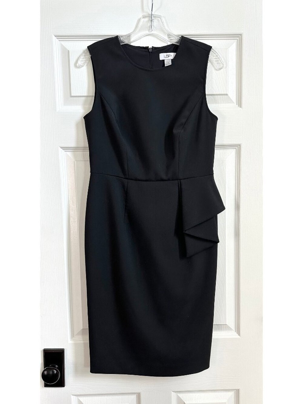 Gorgeous LOFT Black Dress with side peplum detail - Size 6